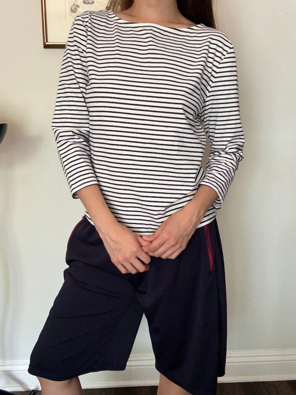 JustFab Slim 3/4 Long Sleeve Boat Neck Tee - Size Small